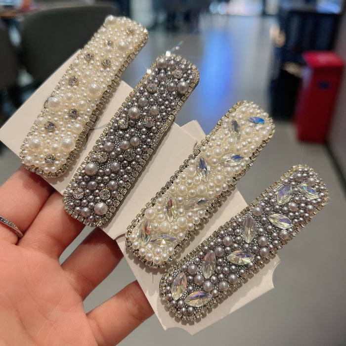 Wholesale Pearl Rhinestone hairpin clip side bangs hairpin headdress for women