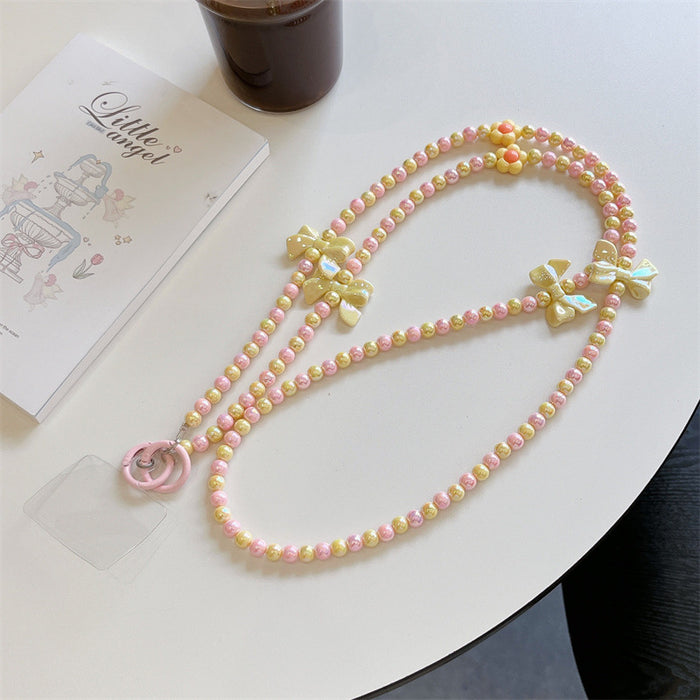 Wholesale Jewelry phone case bracelet long hanging chain high-end bow DIY handmade jewelry pearl women's chain accessories wholesale