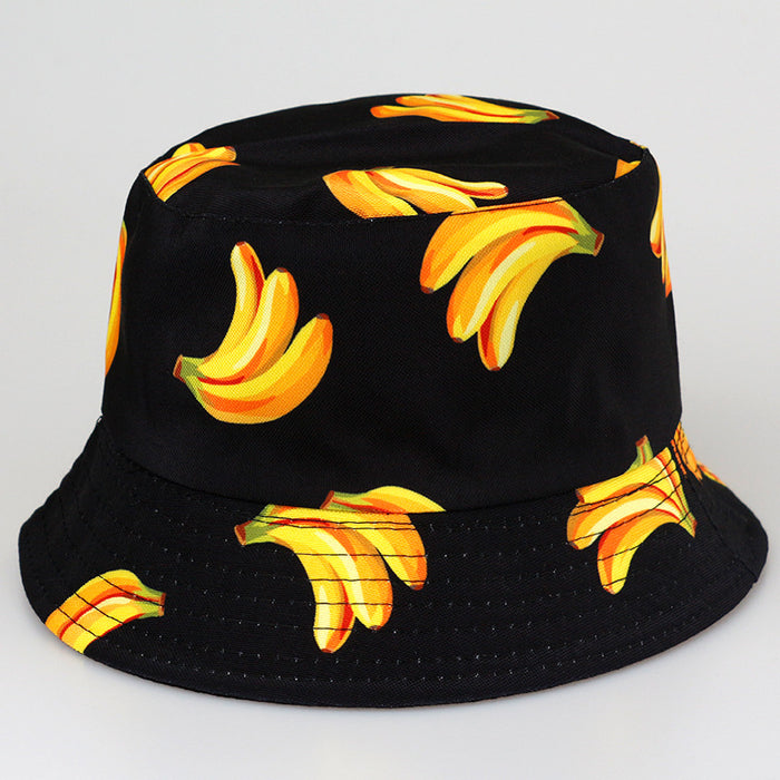 Wholesale  Tropical Fruit  Hat  Trend Double-sided Printed Basin Hat Outdoor Sun Protection Hat