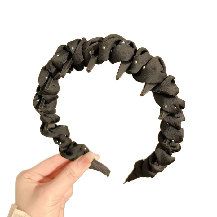 Wholesale High forehead headband with teeth wavy design non slip  f hair clip headband