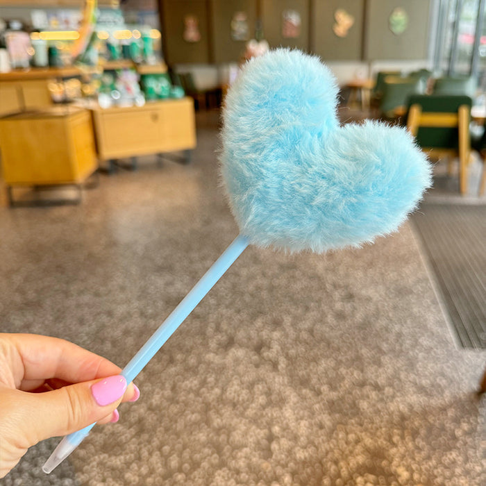 Wholesale Cute Round Love Rainbow Ballpoint Pen Signature Pen Black Pen Plush Pen Gift Pen Big Brush Pen