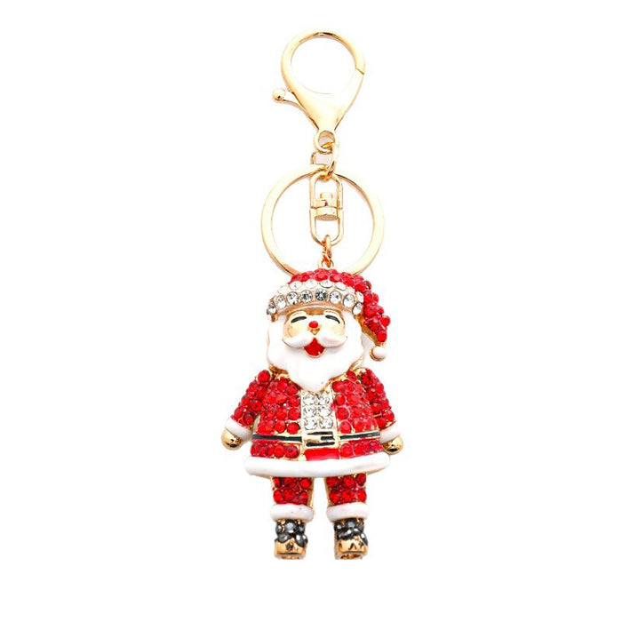 Wholesale Creative Diamond Encrusted Christmas Keychain Zinc Alloy for Bag and Car Key Decoration Gift