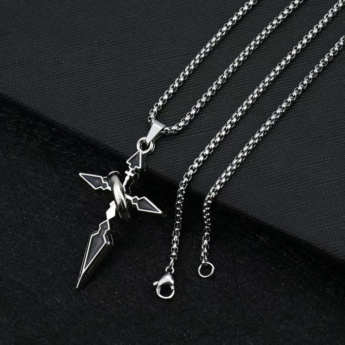 Wholesale Versatile cross pendant necklace with loop, fashionable and trendy long sweater chain pendant, titanium steel accessory