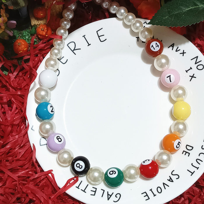 Wholesale Color Billiards Necklace Women' s Dopamine Unique Pearl Clavicle Chain Niche Personality Exaggerated Necklace