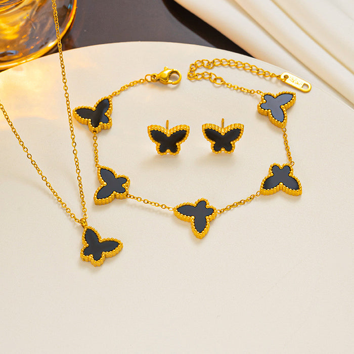 Wholesale Simple Butterfly Necklace Earrings Bracelet Set JDC-BT-Kucai010