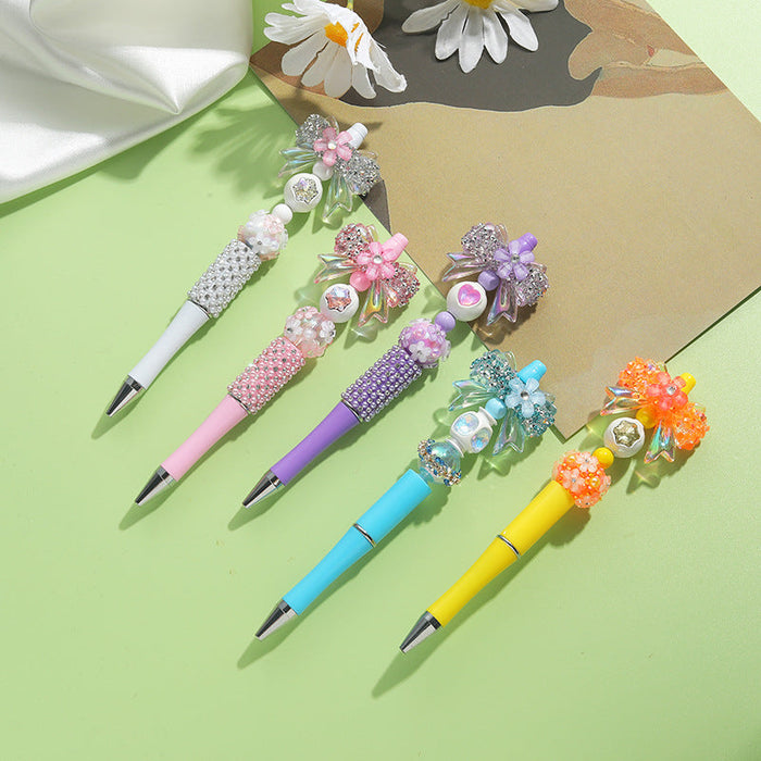 Wholesale 10pcs Beaded Pens Colorful Handmade Beaded Twisting Flower Butterfly Ballpoint Pen JDC-PN-FC004