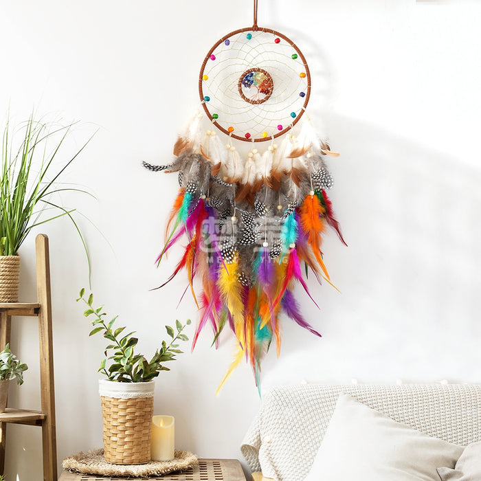Wholesale Crystal Feather Dreamcatcher Handmade Tree of Life Room Decor MOQ≥2