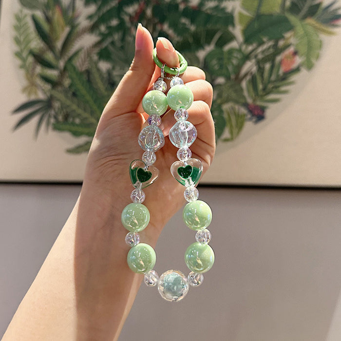 Wholesale Creative Acrylic Hand Chain Keychain Pendant Bag Transparent Love Heart Peach Heart Car Keychain Accessories Ornament