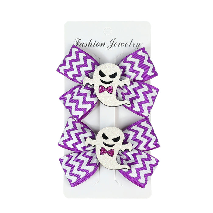 Wholesale Halloween Children Double Bow Fabric Hair Clip JDC-HC-QiuN011