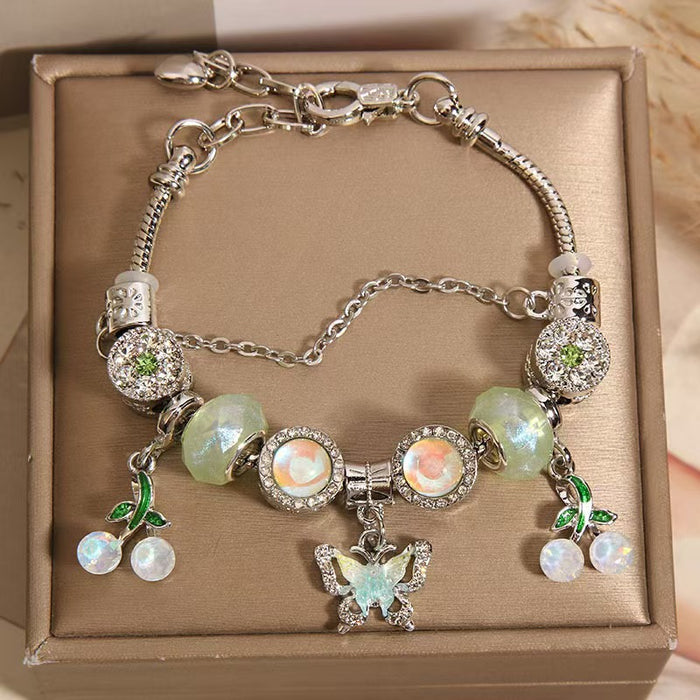 Wholesale Small niche luxury style bracelet with butterfly cherry pendant bracelet
