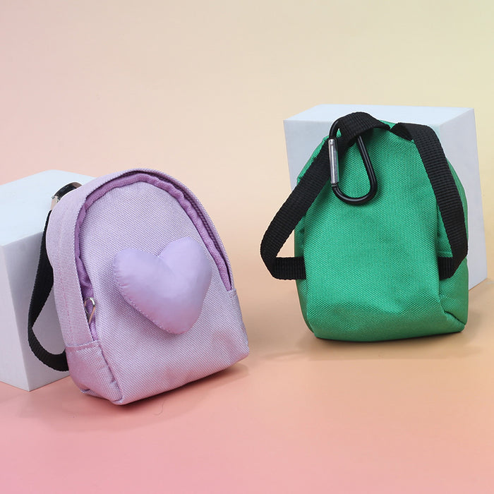 Wholesale Chic Love Heart Canvas Coin Purse Solid Pink Earphone Lipstick Bag Pendant