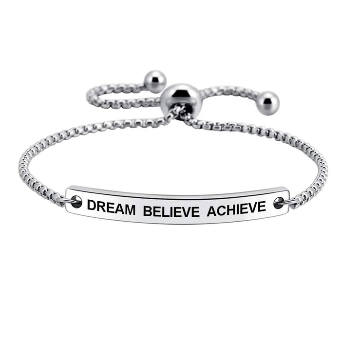 Wholesale Stainless steel bracelet with holiday lettering adjustable gift chain bracelet