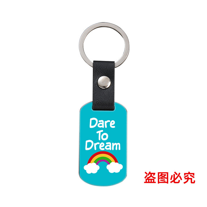 Wholesale Inspirational Positive Color Printing Leather Buckle Metal Keychains JDC-KC-GangGu052