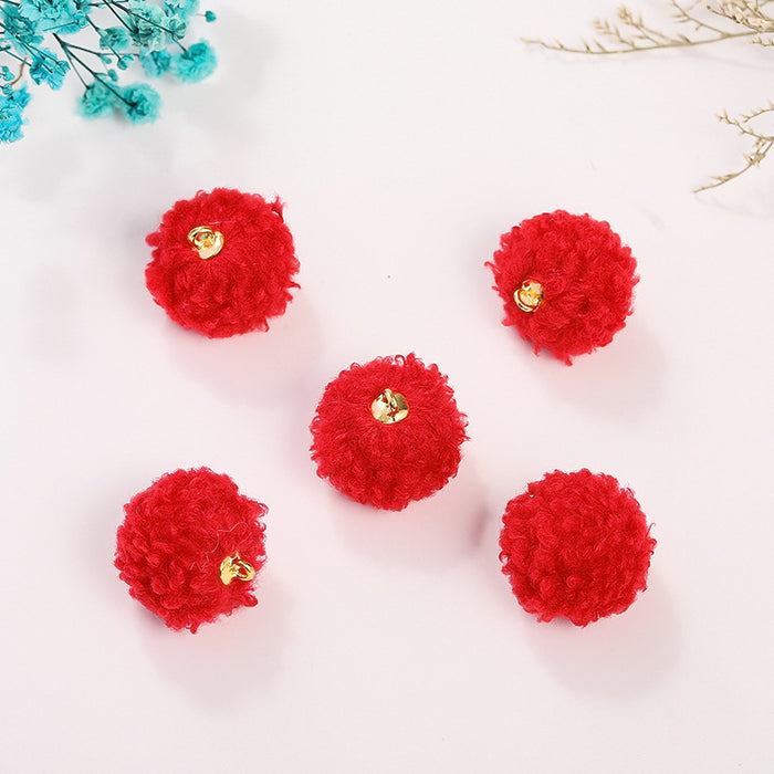 Wholesale 100PCS 20MM Straight Hole Plush Ball Spacer Beads JDC-BDS-NanT010