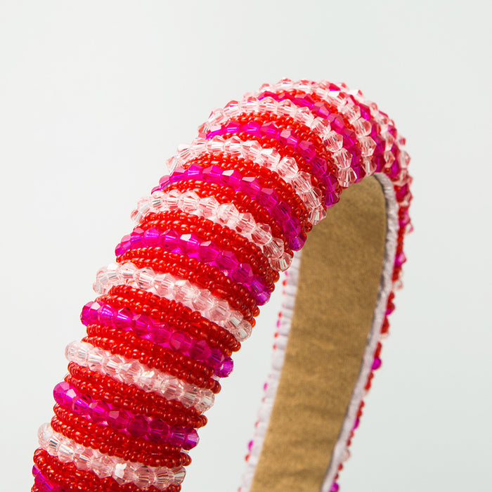 Wholesale Crystal color-blocked pink Valentine' s Day headband