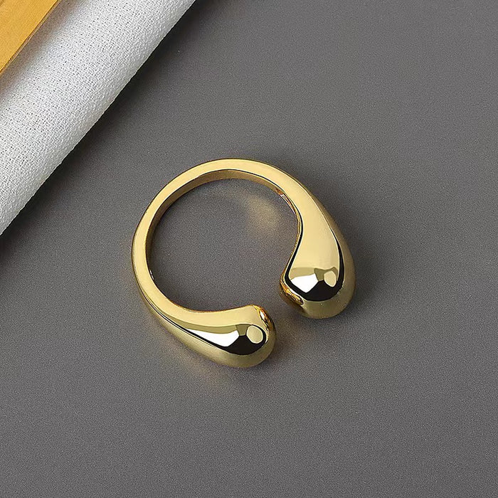 Wholesale New Fashionable Open Water Drop Ring, Simple Irregular Ring, Alloy Plated, Niche Personalized Jewelry