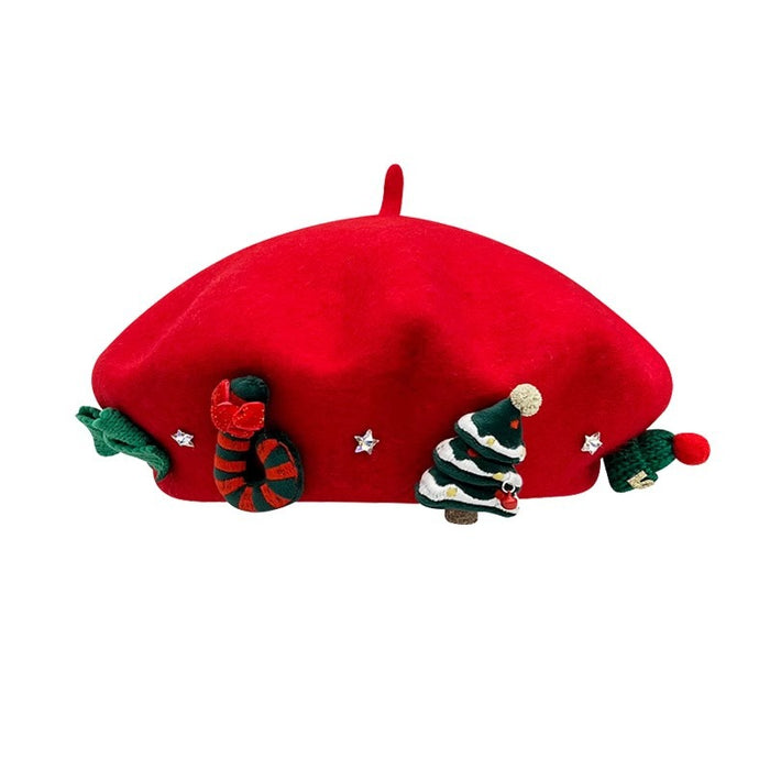 Wholesale 20pcs Autumn and Winter Christmas Wool Family Beret Winter Sweet Hat Red Painter Hat