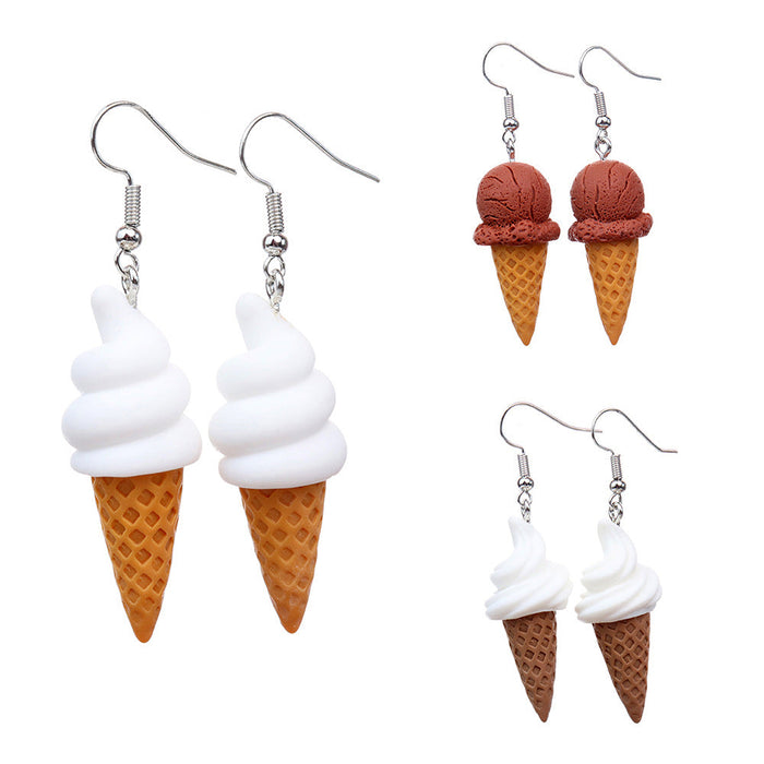 Wholesale Resin Earrings Fun Cute Three-dimensional Ice Cream JDC-ES-niqing014