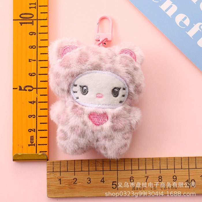 Wholesale 5 PCS Cute big-eared animal leopard print cat keychains