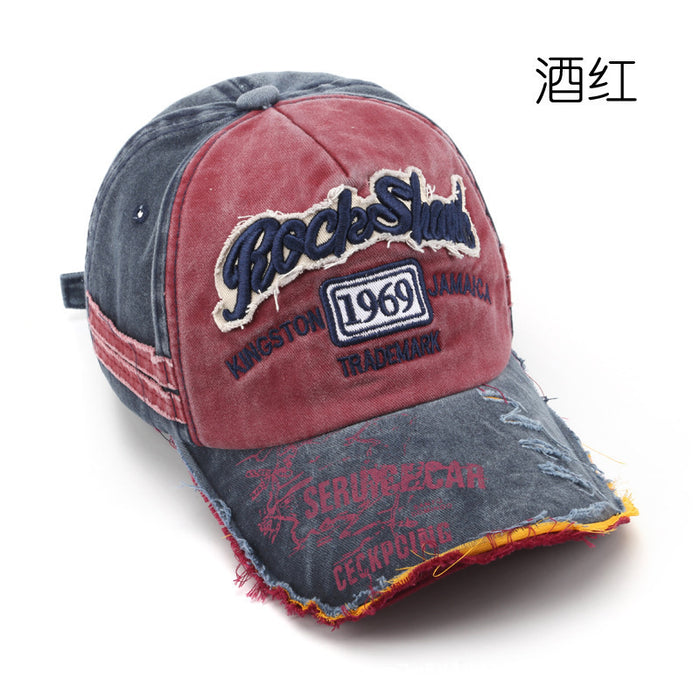 Wholesale Vintage Washed Distressed Letter Embroidered Ripped Baseball Cap
