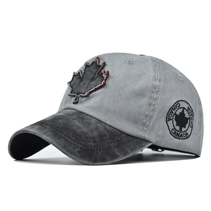 Wholesale Maple Leaf Embroidered Washed Vintage Baseball Cap