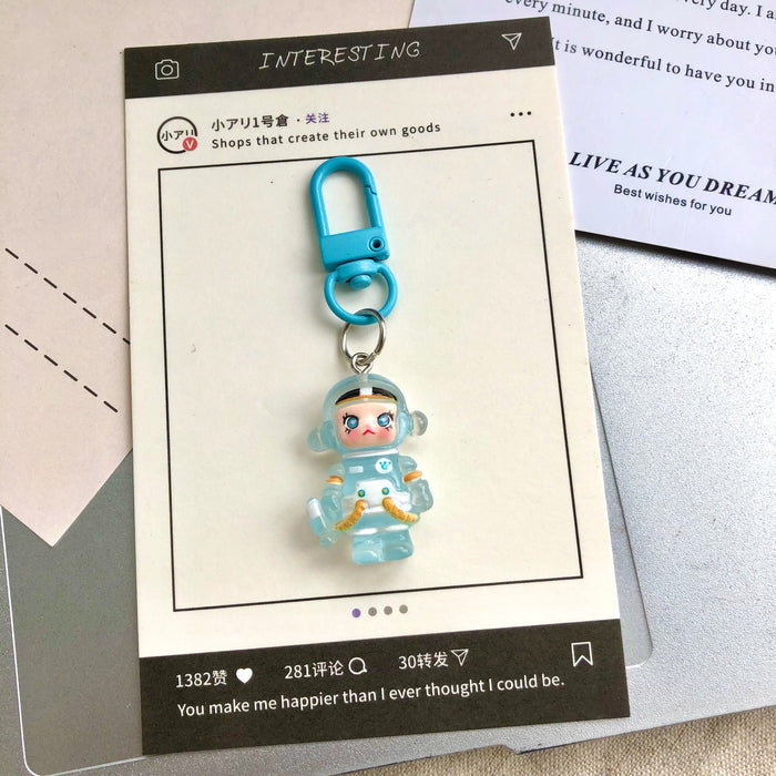 Wholesale Cute cartoon night light bubble astronaut keychain pendant accessory gift car hanging accessory