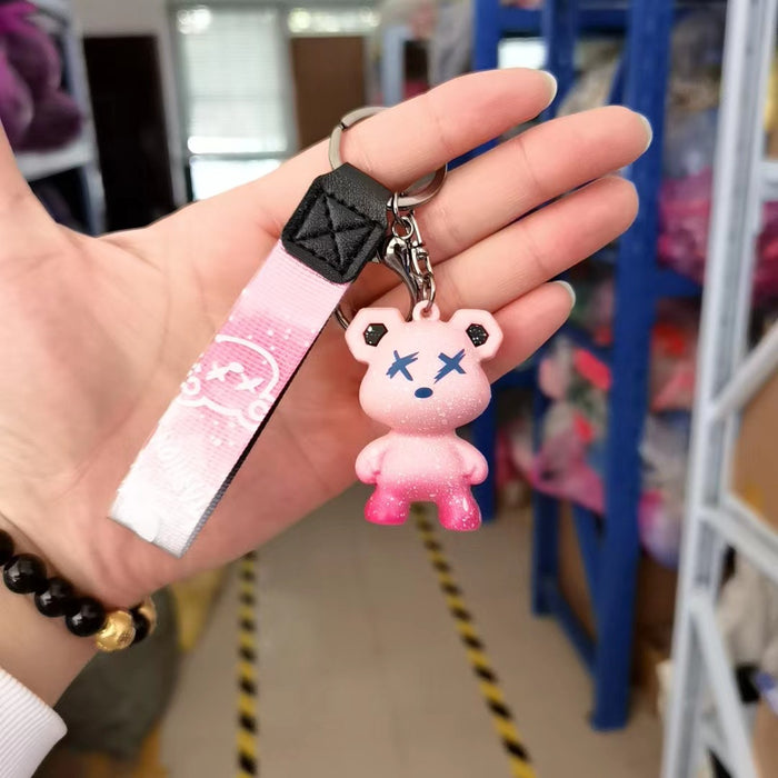 Wholesale  Cute Cartoon Silicone Bear Keychain Couple Doll Small Pendant Car Key Chain