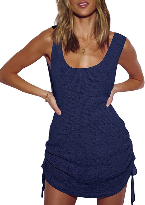 Wholesale Polyester Bikini Open Back Knitted Vest Skirt Cover Up JDC-SW-JingRui003