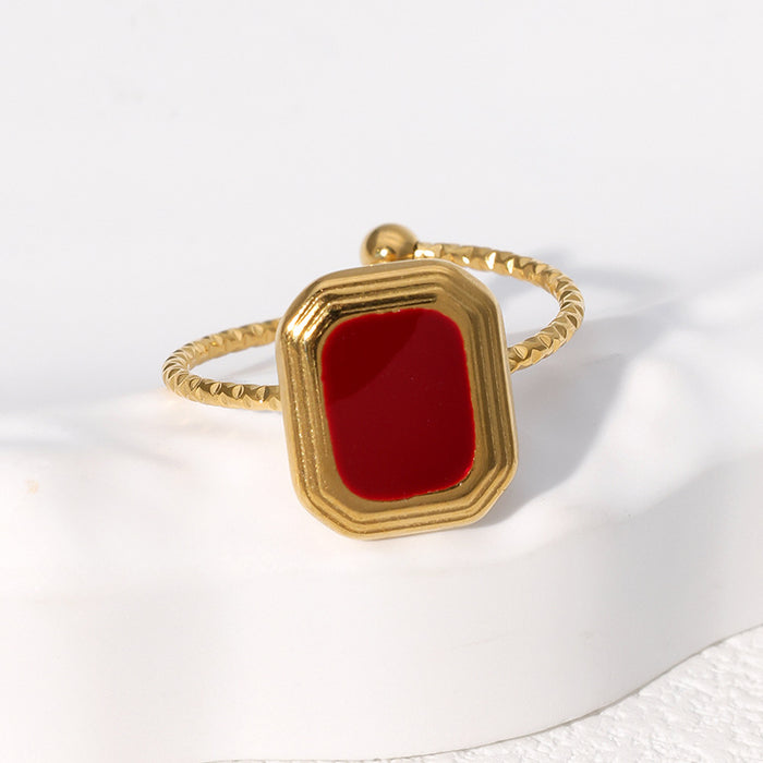 Wholesale Stainless steel fashionable square ring, simple and versatile, light luxury titanium steel jewelry