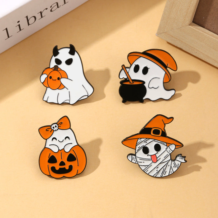 Wholesale  Ghost Pumpkin Brooch Cute Creative Metal Badge Pin Buckle Clothes Bag Versatile Accessories Medal