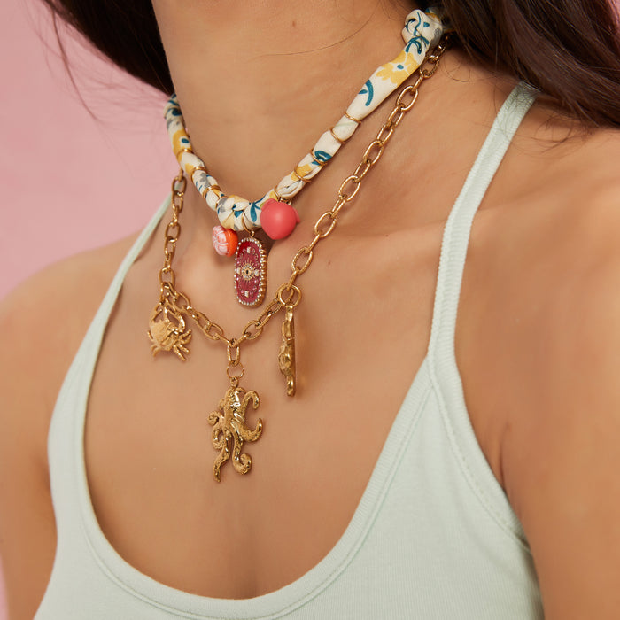 Wholesale New fashionable and personalized stainless steel necklace paired with ocean style pendant color preservation wholesale