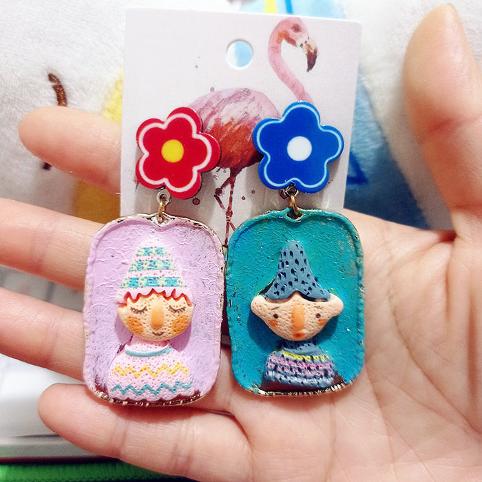 Wholesale Indian Doll Ethnic Style Funny Alloy Earrings JDC-ES-Xingj035