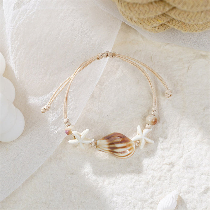 Wholesale Ceramic Beach Style Handmade Bracelet Women' s Bohemian Starfish Conch Beaded Jewelry