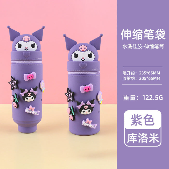 Wholesale Trendy Cartoon Hole Pencil Case Silicone Student Stationery minimum quantity：10