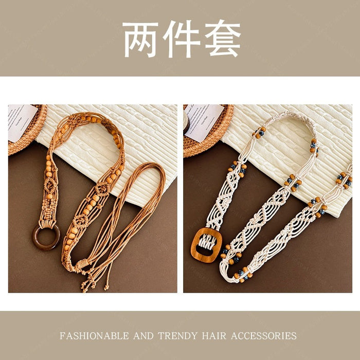Wholesale Boho Woven Waist Belt For Women Retro Butterfly Design Belt Dress Accessory Summer Vacation Style