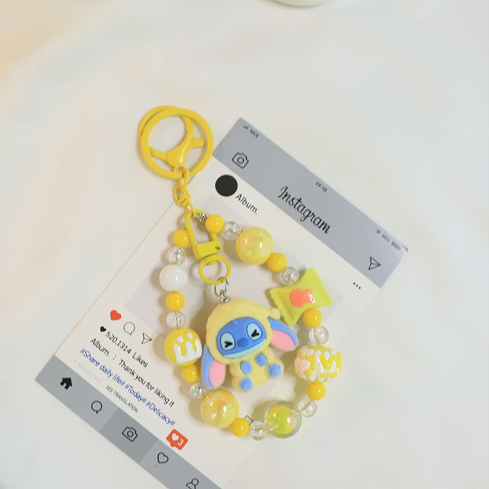 Wholesale Cartoon Plush Bag Beaded Chain Pendant Streaming Cute Doll Student Keychain Accessory