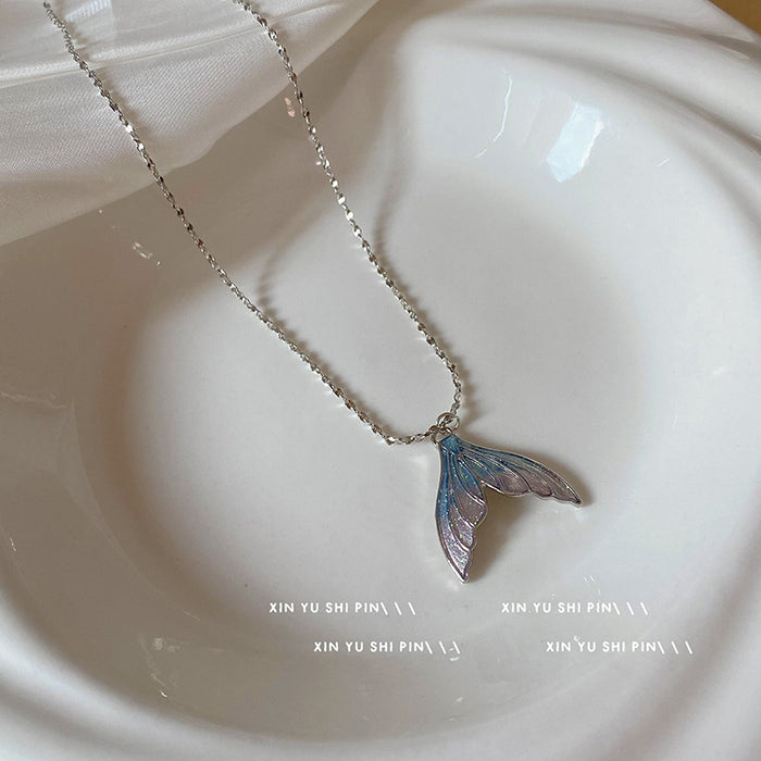 Wholesale Fish tail necklace, mermaid princess, light luxury temperament, dazzling and versatile collarbone chain