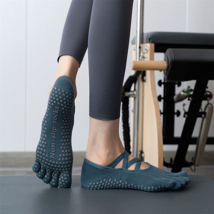 Wholesale Fitness Pilates Yoga Socks Dispensing Non-Slip Sports Socks Short-Tube Cross-Strap Toe Socks