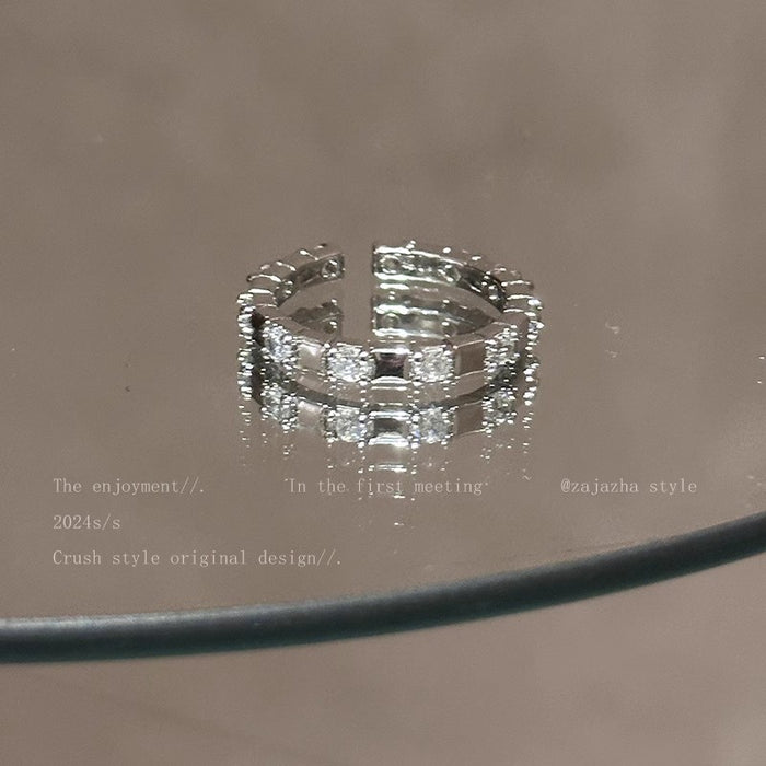 Wholesale Zircon adjustable ring with simple and cool style, niche design, index finger ring, exquisite ring