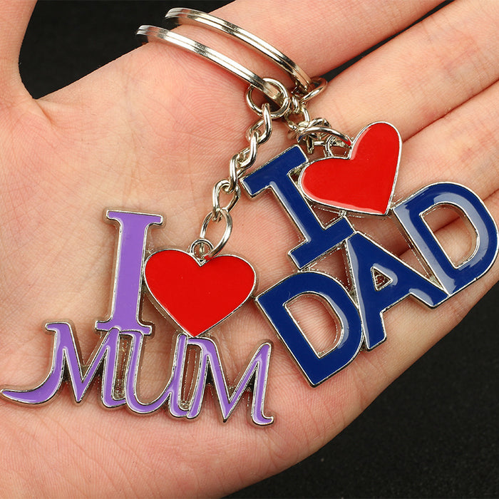 Wholesale Metal I LOVE MUM English Letter Keychain JDC-KC-Aohong011