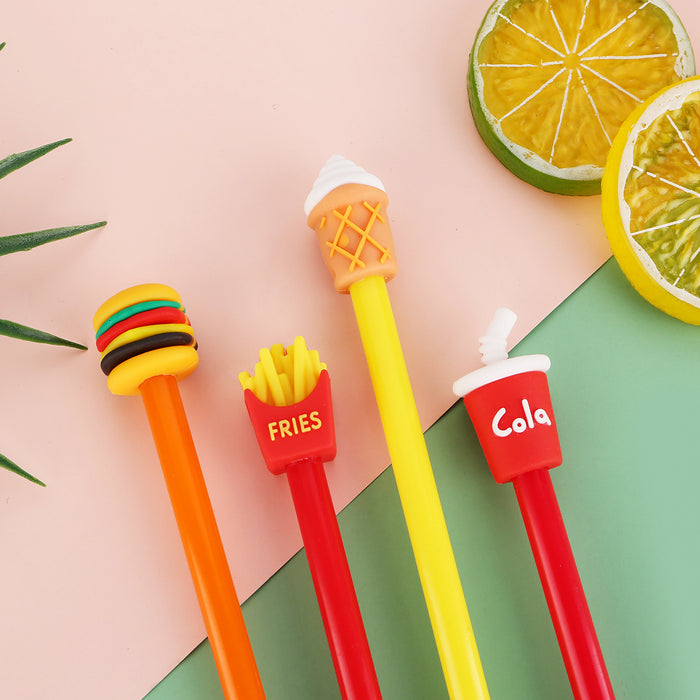 Wholesale Creative French fries Cola hamburger Ice Cream Gel Pen cute stationery student water pen cartoon office signature pen