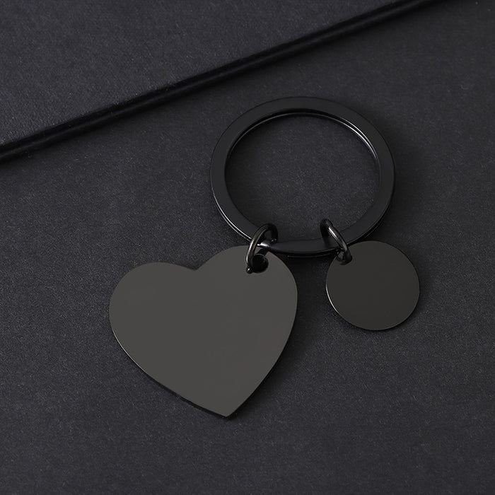 Wholesale Stainless Steel Peach Heart Small Engraved Metal Keychain
