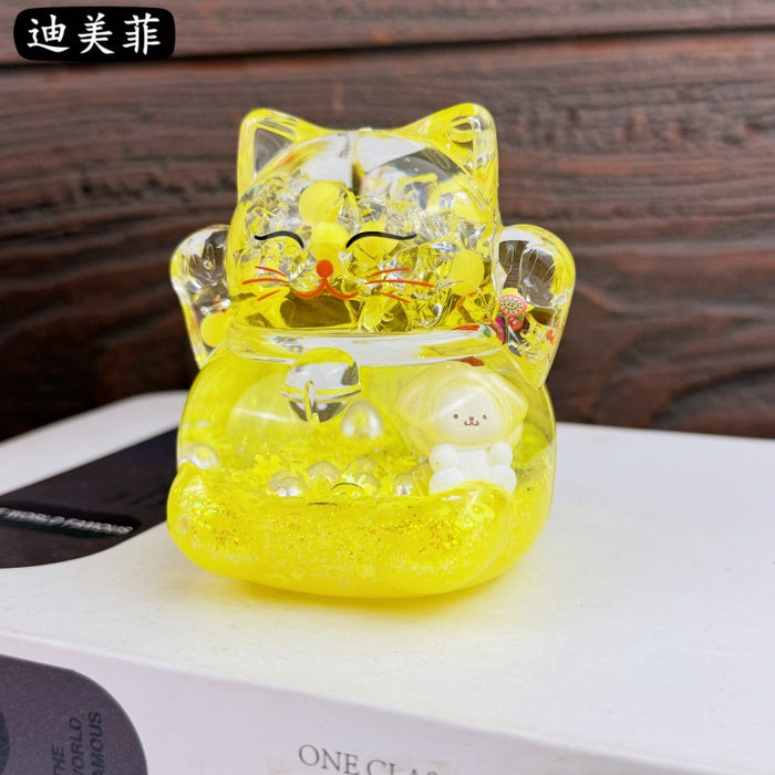 Wholesale Oil Drops Liquid Sand Bottle Acrylic Oil Ornaments Dripping Lucky Cat Oil Leakage Small Gift