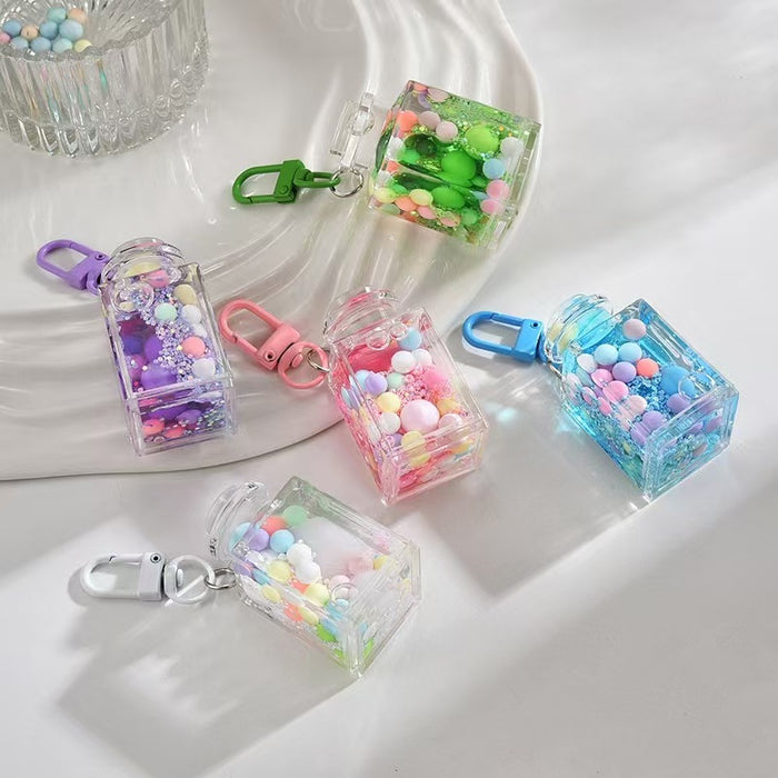 Wholesale Acrylic Bead-Filled Oil Bottle Pendant Keychain
