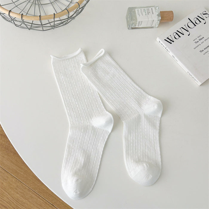 Wholesale Socks with hollow mesh and boneless stacking, rolled edge socks, mid tube socks