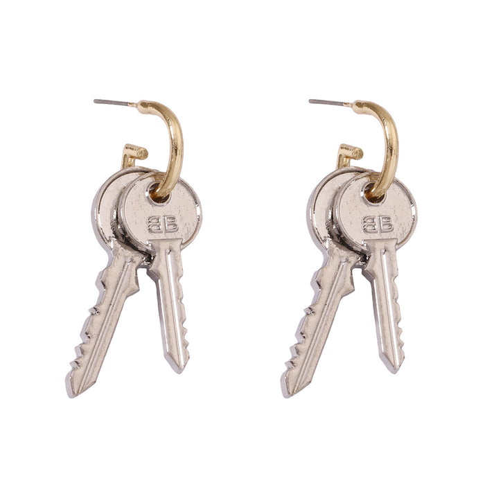 Wholesale Key Shape Zinc Alloy Earrings JDC-ES-YueLi019