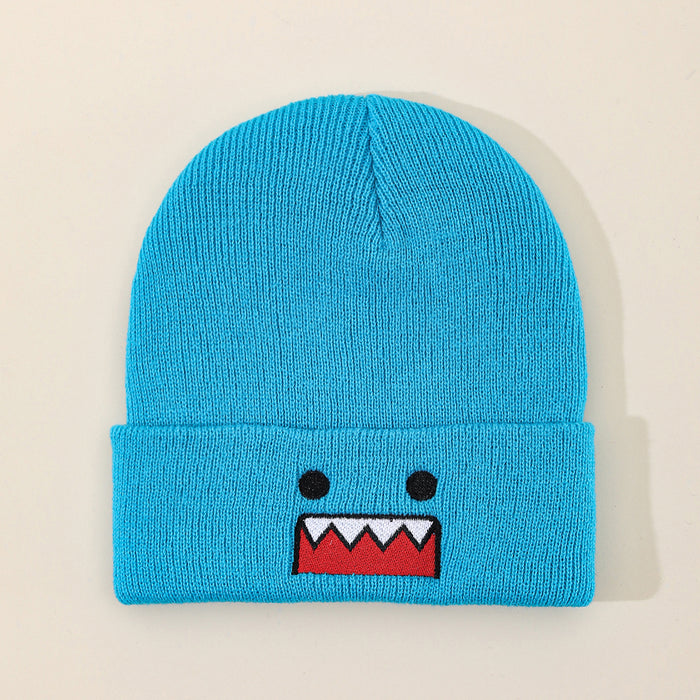 Wholesale Cartoon embroidery funny knitted hat autumn and winter cold hat outdoor warm hat