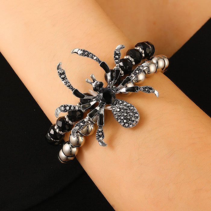 Wholesale Halloween Diamond Spider Necklace Bracelet Ring suit Female Male