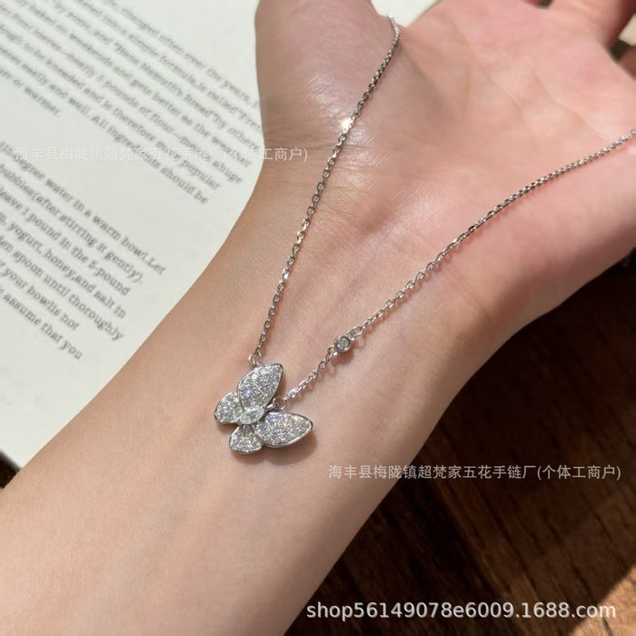 Wholesale Layering Butterfly Pendant Necklace Gold Plated White Shell Copper