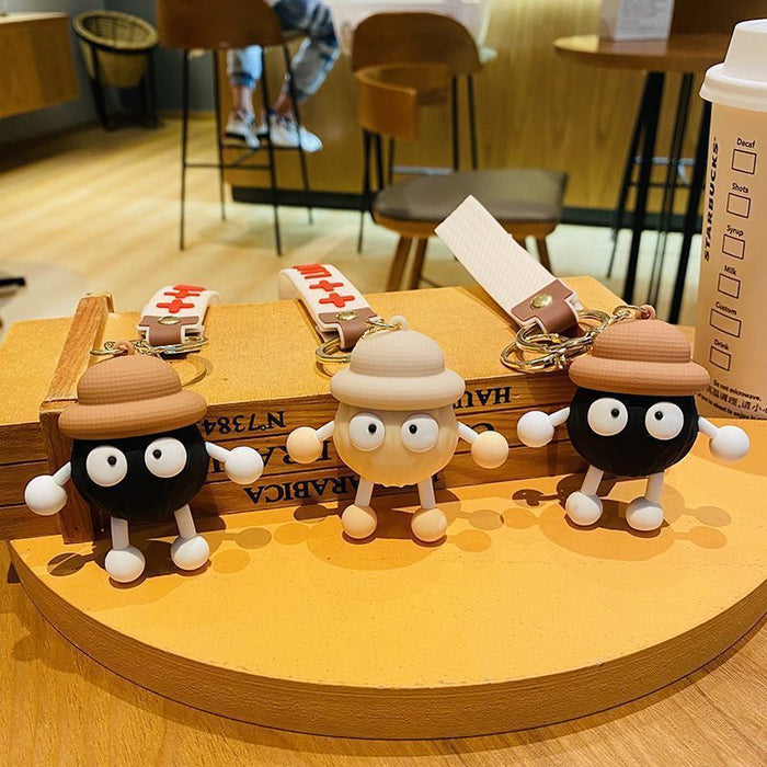 Wholesale Long-Legged Little Coal Ball Keychain Soft Plastic Doll Couple Bag